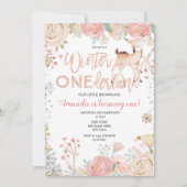 花の冬のONEderlandの雪の誕生日の招待状 招待状 (正面)