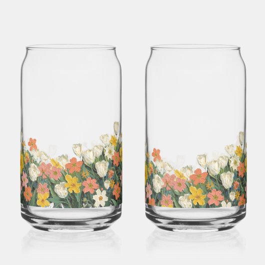 花の冷コーヒーグラスボトル ガラス缶 (左)