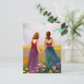 花の分野で美しいレズビアン・カップル ポストカード (スタンド正面)