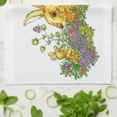 花の分野における春のバニー キッチンタオル (折り畳み)