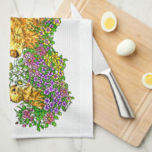 花の分野における春のバニー キッチンタオル (四つ折り)