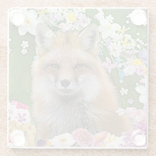 花の分野のおとぎ話のキツネ ガラスコースター (裏面)