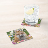 花の分野のおとぎ話のキツネ スクエアペーパーコースター (インサイチュ)