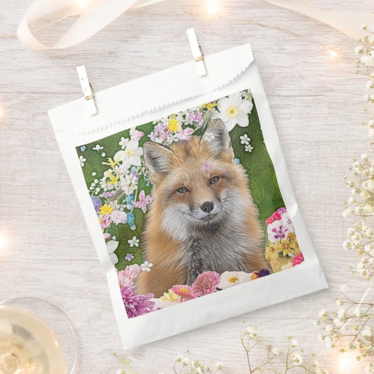 花の分野のおとぎ話のキツネ フェイバーバッグ (クリップ留めされた状態)