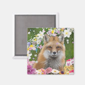 花の分野のおとぎ話のキツネ マグネット (正面/裏面)