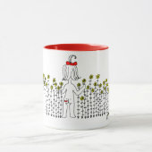 花の分野の女の赤ちゃんが付いているかわいいマグ マグカップ (中央)