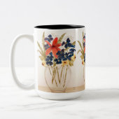 花の切り花瓶 ツートーンマグカップ (左)