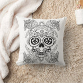 花の刺激を受けたなスカル クッション (ブランケット)