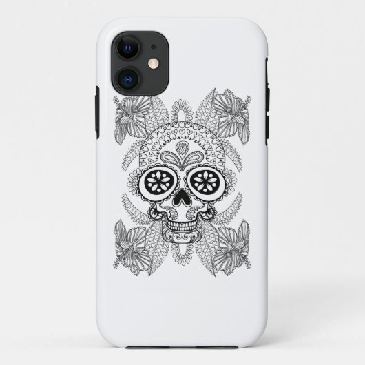 花の刺激を受けたなスカル Case-Mate iPhoneケース (裏面)