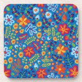 花の刺繍パターン コースター (正面)