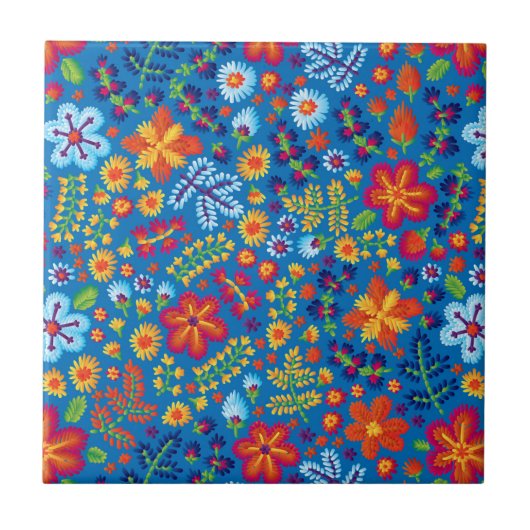 花の刺繍パターン タイル (正面)