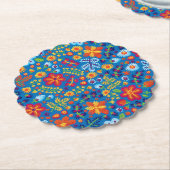 花の刺繍パターン ペーパーコースター (アングル)