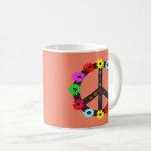 花の力と平和のシンボルデザイン コーヒーマグカップ (正面右)