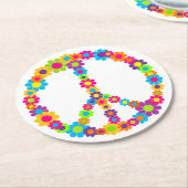 花の力の平和 ラウンドペーパーコースター (アングル)