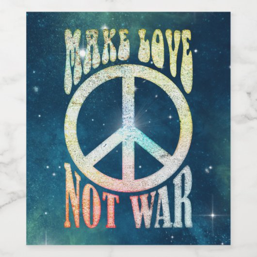 花の力の平和 – 戦争ではなく愛を作る ワインラベル (シングルラベル)