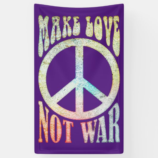 花の力の平和 – 戦争ではなく愛を作る 横断幕 (縦)