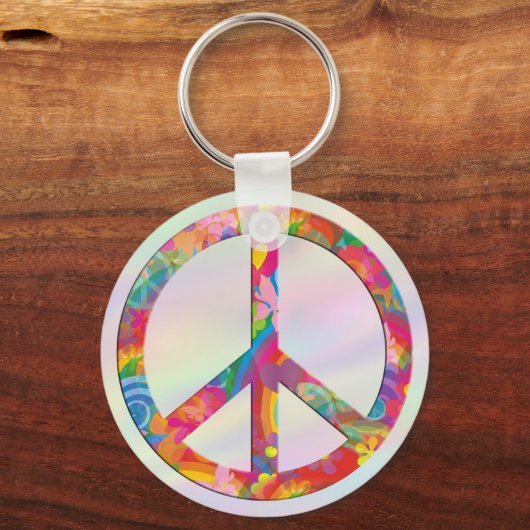 花の力の平和 |淡い色 キーホルダー (正面)