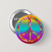 花の力の平和 |色付き線 缶バッジ (正面&裏面)