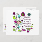 花の匂いを嗅ぐ ポストカード (正面/裏面)