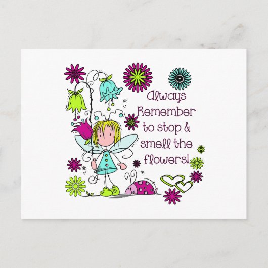 花の匂いを嗅ぐ ポストカード (正面)