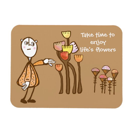 花の匂いを嗅ぐ マグネット (横)