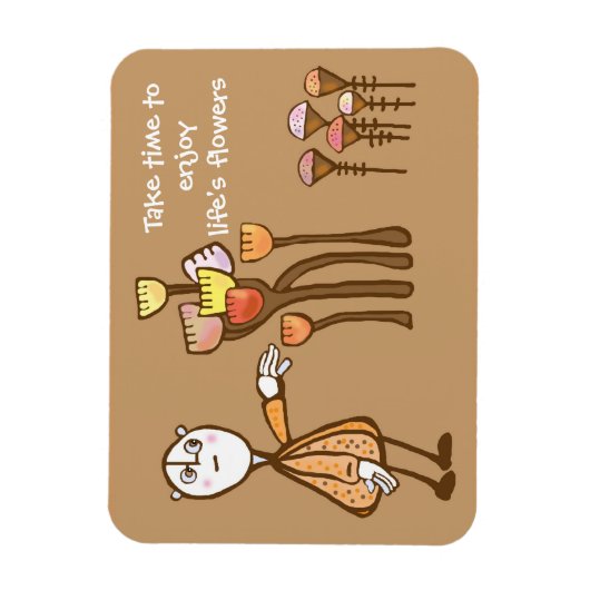 花の匂いを嗅ぐ マグネット (縦)