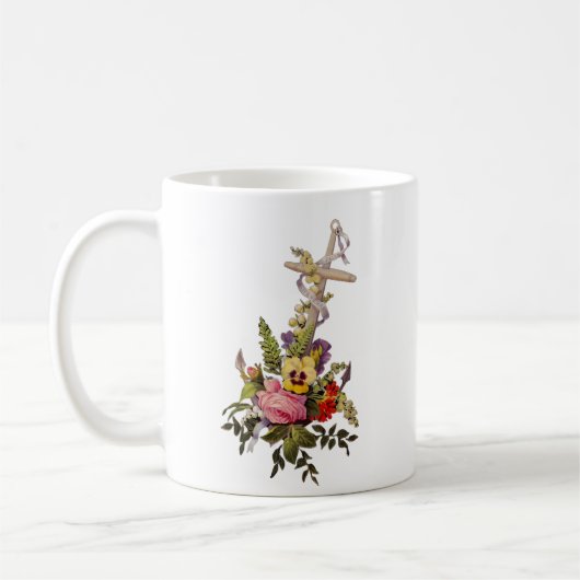 花の十字架と錨の形 コーヒーマグカップ (左)