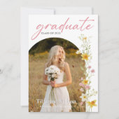 花の卒業パーティー写真招待状 招待状 (正面)
