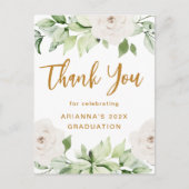 花の卒業式感謝メッセージカード 白 ポストカード (正面)