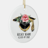 花の卒業記念品付きグラッドキャップ セラミックオーナメント (右)