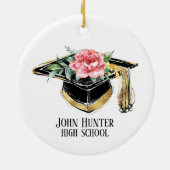 花の卒業記念品付きグラッドキャップ セラミックオーナメント (裏面)