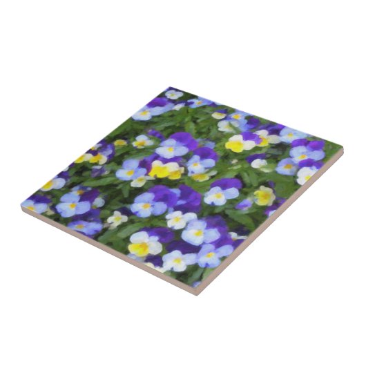 花の印象のイタリアンなパンジーのタイルTrivets タイル (側面)