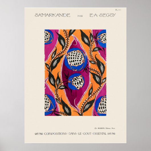 花の合唱団の模様(アールヌーボー) ポスター (正面)