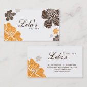 花の名刺のサロンのスパ熱帯Orgブラウン 名刺 (正面/裏面)