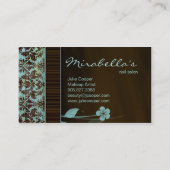 花の名刺のダマスク織茶色がかった鋼色2 名刺 (裏面)