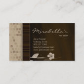 花の名刺の正方形ベージュ色ブラウン 名刺 (裏面)
