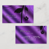 花の名刺の金属紫色のサテン 名刺 (正面/裏面)