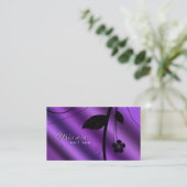 花の名刺の金属紫色のサテン 名刺 (スタンド正面)