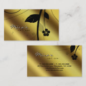 花の名刺の金属金ゴールドのサテン 名刺 (正面/裏面)