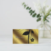 花の名刺の金属金ゴールドのサテン 名刺 (スタンド正面)