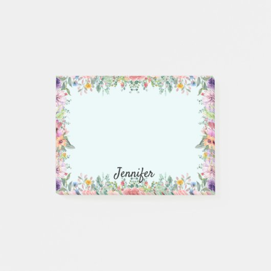 花の名前のパーソナライズ縁どフローラ ポストイット (正面)