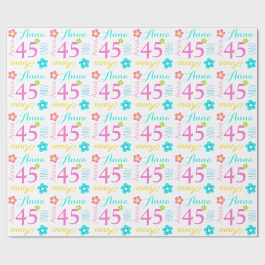 花の名前をカスタムするのアナの年齢の誕生日の覆い ラッピングペーパー (フラット)