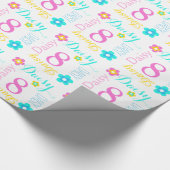 花の名前をカスタムするのデイジーの年齢8つの誕生日の覆い ラッピングペーパー (角)