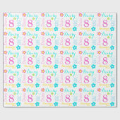 花の名前をカスタムするのデイジーの年齢8つの誕生日の覆い ラッピングペーパー (フラット)