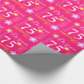 花の名前をカスタムするのドーリア人75の誕生日の覆い ラッピングペーパー (角)