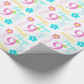 花の名前をカスタムするのマヤは年齢の誕生日の覆いをからかいます ラッピングペーパー (角)