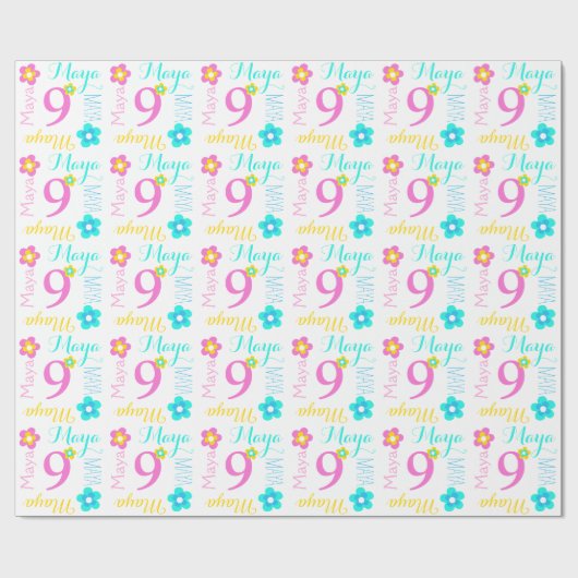 花の名前をカスタムするのマヤは年齢の誕生日の覆いをからかいます ラッピングペーパー (フラット)