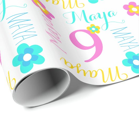 花の名前をカスタムするのマヤは年齢の誕生日の覆いをからかいます ラッピングペーパー (ロールコーナー)