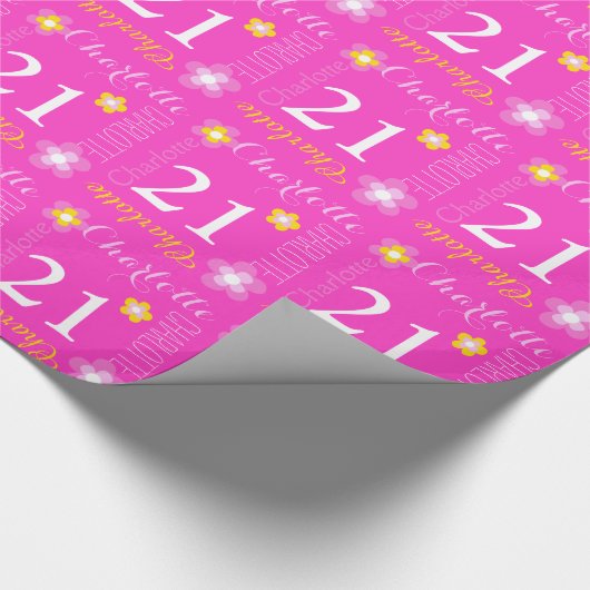 花の名前をカスタムするシャーロット21の誕生日の覆い ラッピングペーパー (角)