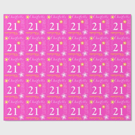 花の名前をカスタムするシャーロット21の誕生日の覆い ラッピングペーパー (フラット)